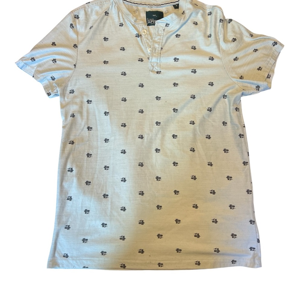 Men's blue palm tree pattern Short Sleeve Shirt